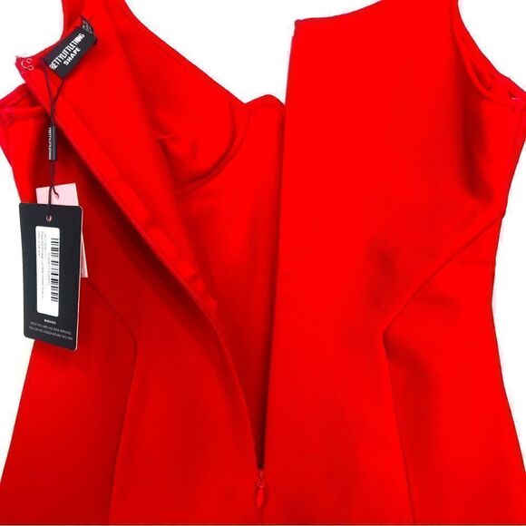 Pretty Little Thing Red BodyCon Shape Bandage Stretch Sexy Mini Dress NEW - Picture 12 of 16